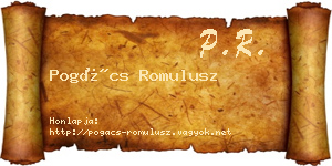 Pogács Romulusz névjegykártya